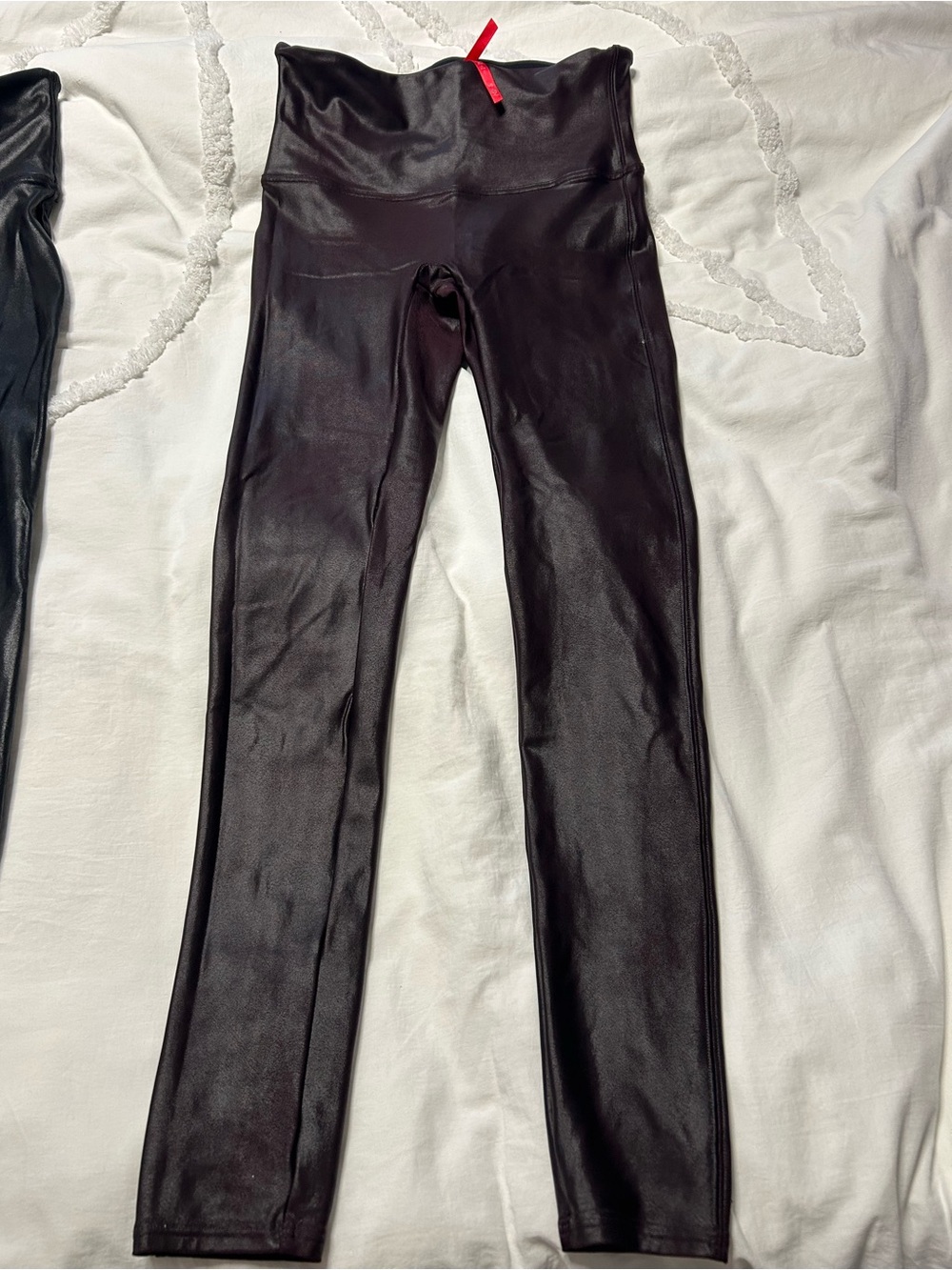 Women’s Faux-Leather Leggings- wine colour
